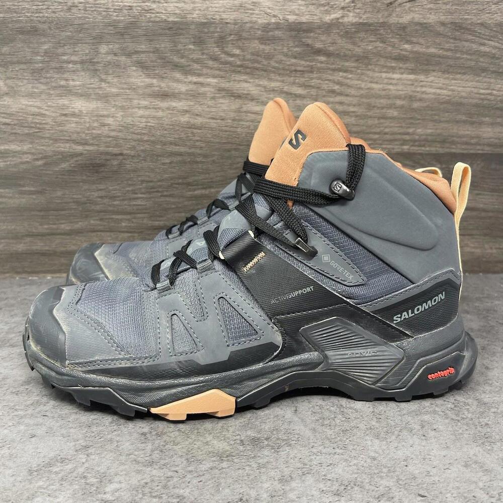 Salomon X Ultra 4 Gore Tex Hiking Boots Womens 8.5 Blue Orange Trail
